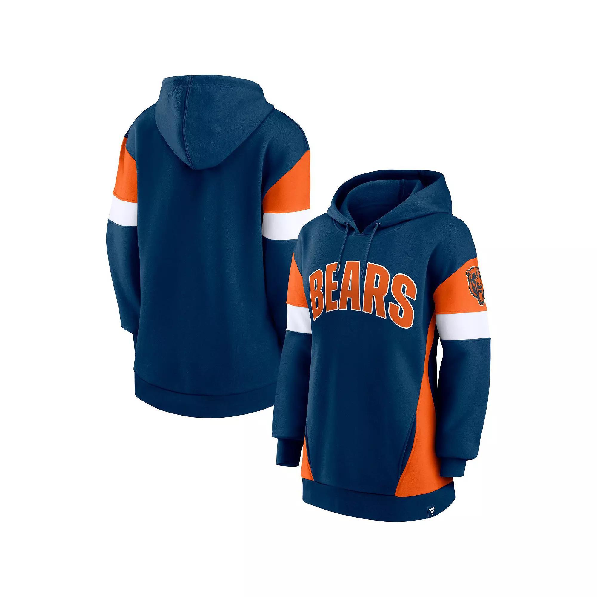 Womens Fanatics Branded /Orange Chicago Bears Lock It Down Pullover Hoodie Blue Product Image