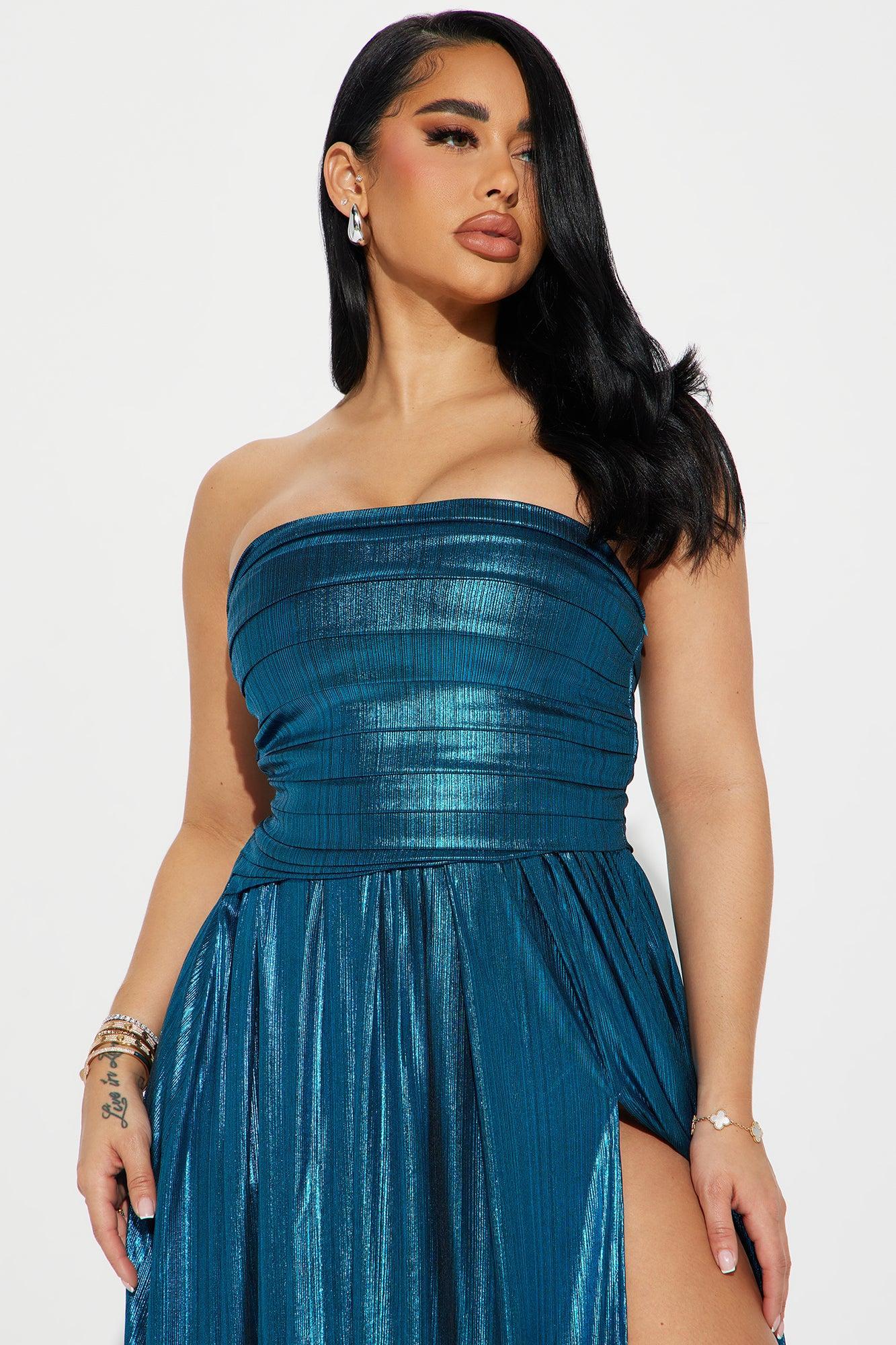 Ariella Metallic Gown - Teal Product Image