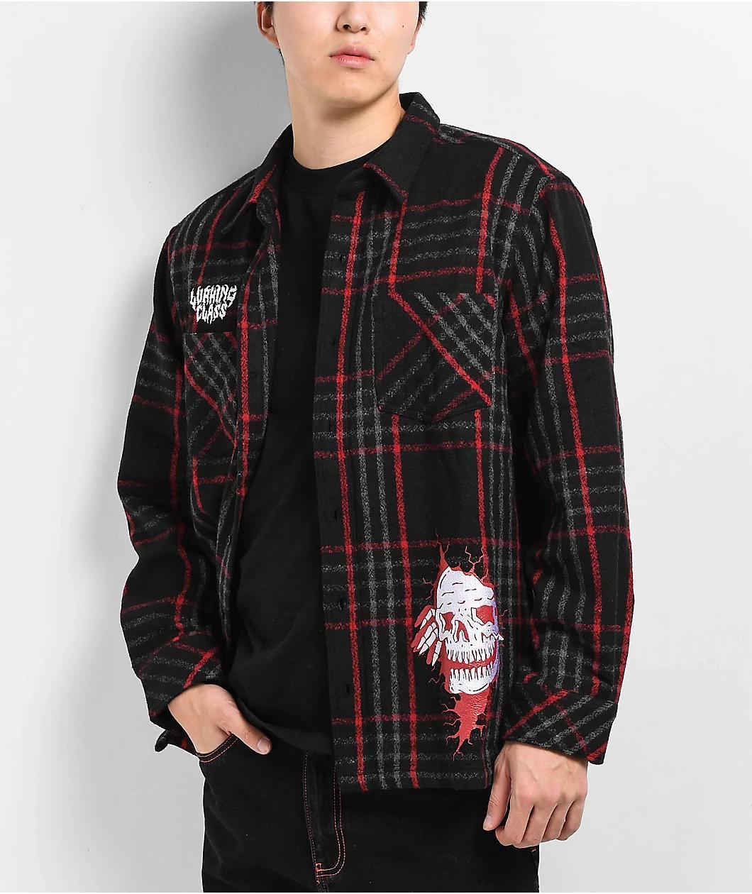 Lurking Class by Sketchy Tank Cracked Red Flannel Shirt Product Image