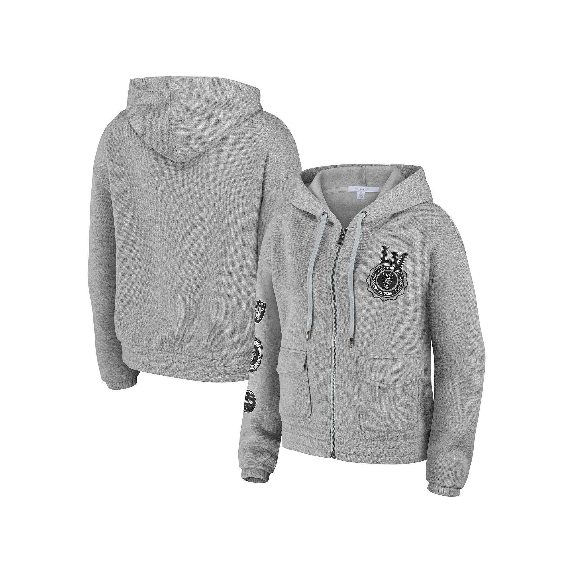 Women's WEAR by Erin Andrews Heather Gray Las Vegas Raiders Full-Zip Hoodie,  Product Image