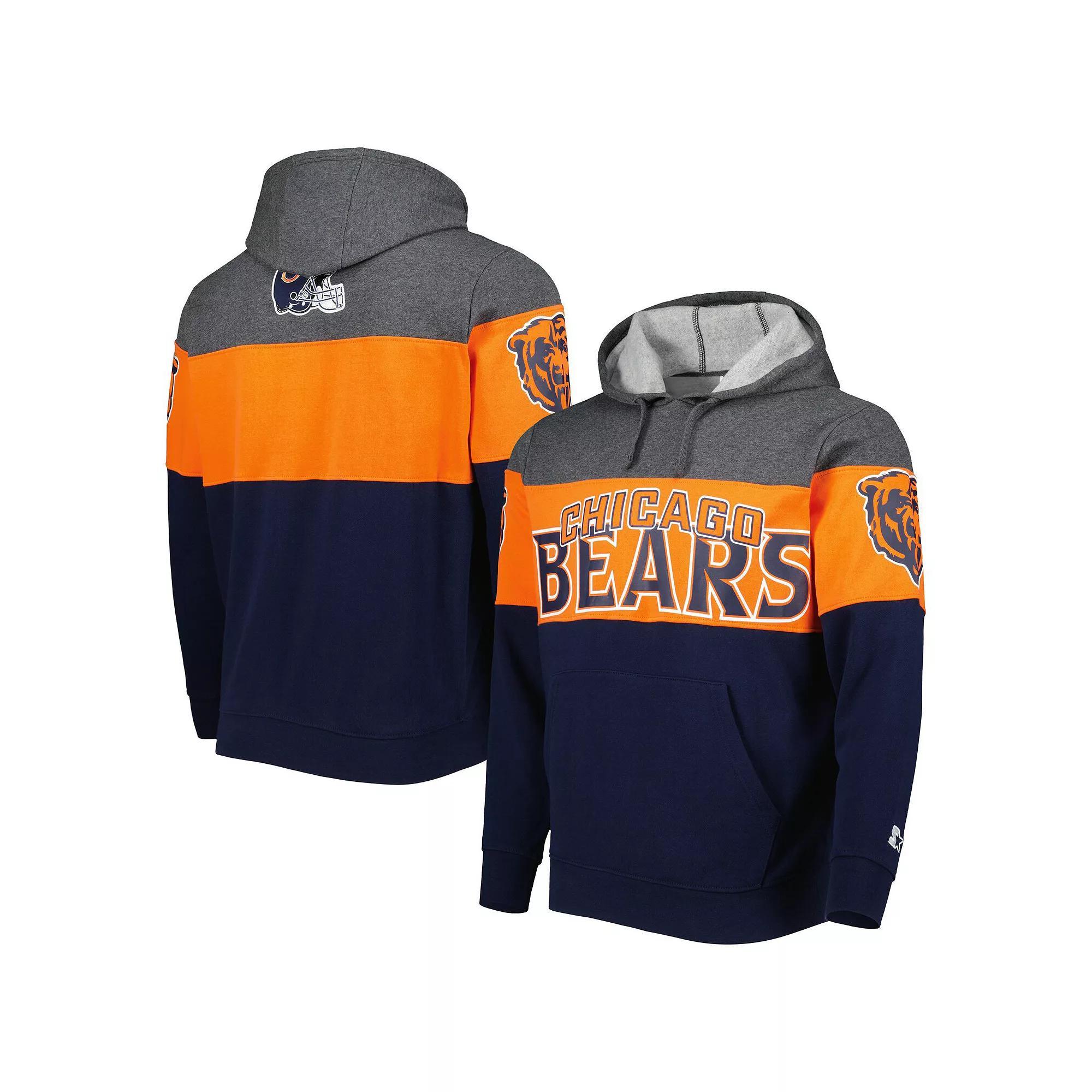 Men's Starter Navy/Heather Charcoal Chicago Bears Extreme Pullover Hoodie, Size: Medium Product Image