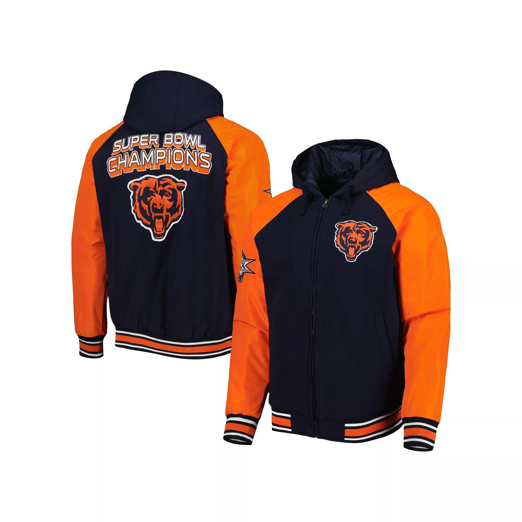 Men's G-III Sports by Carl Banks Navy Chicago Bears Defender Raglan Full-Zip Hoodie Varsity Jacket,  Product Image