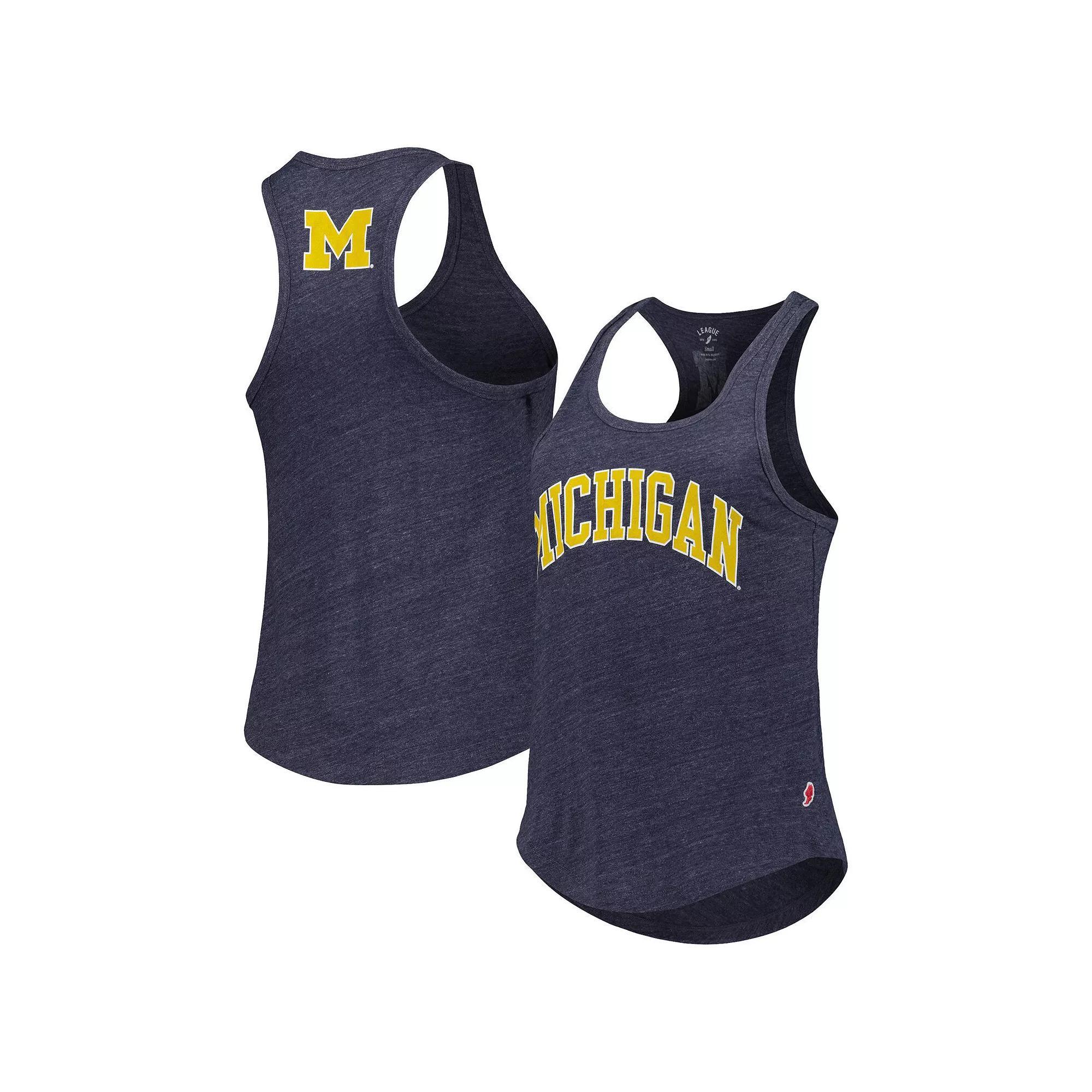Women's League Collegiate Wear Heather Navy Michigan Wolverines Two-Hit Intramural Tri-Blend Scoop Neck Racerback Tank Top, Size: Large, Blue Product Image