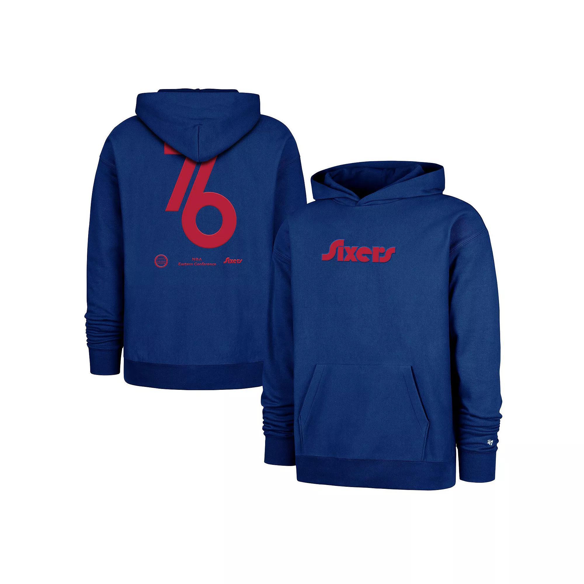 Men's '47 Royal Philadelphia 76ers 2024/25 City Edition Double Crossover Foundation Pullover Hoodie, Size: Medium, 76r Blue Product Image
