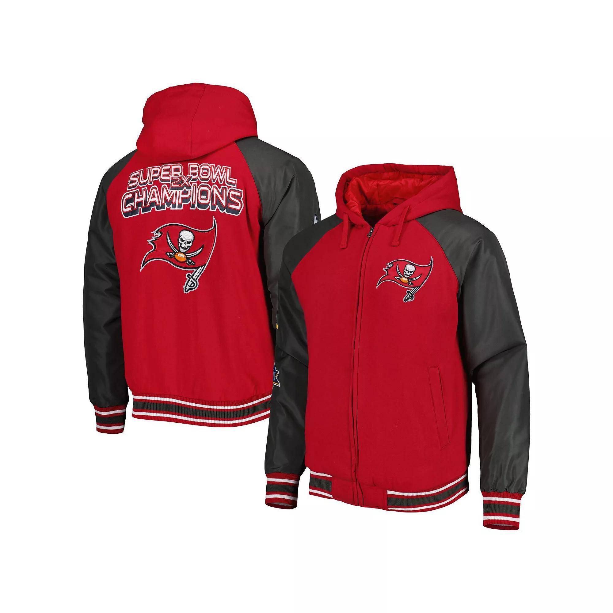 Men's G-III Sports by Carl Banks Red Tampa Bay Buccaneers Defender Raglan Full-Zip Hoodie Varsity Jacket, Size: Medium Product Image