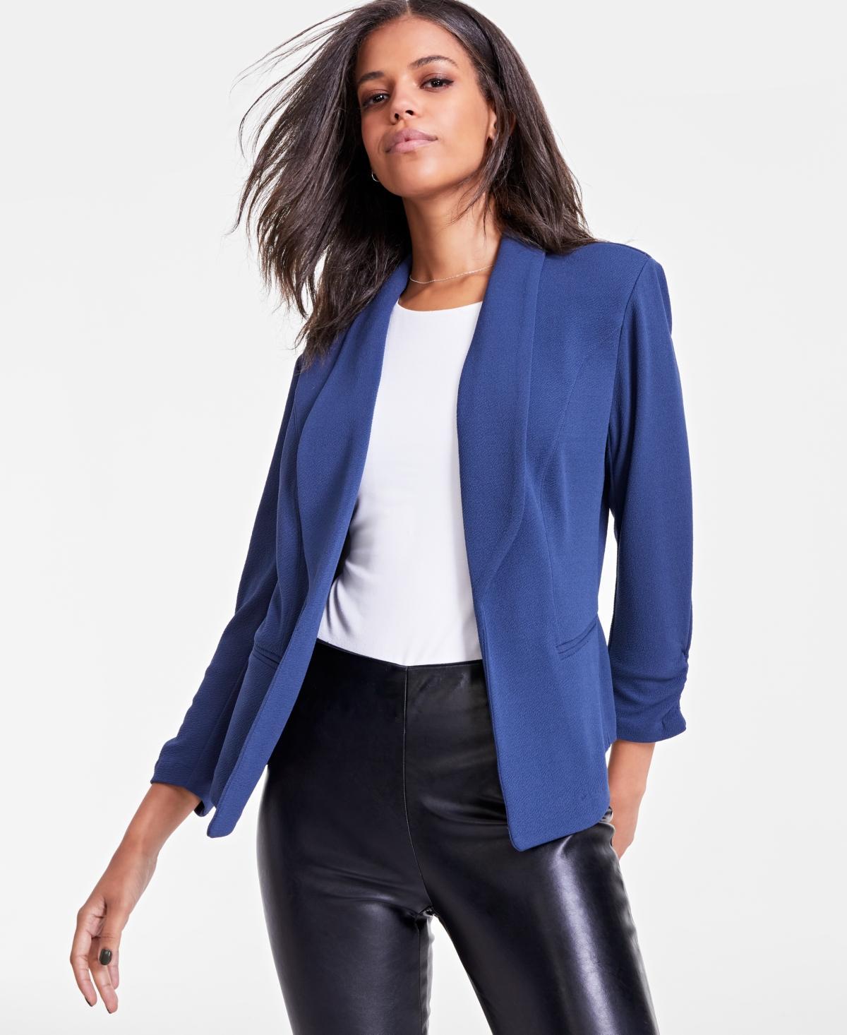 Bar Iii Womens Ruched 3/4-Sleeve Knit Blazer, Created for Macys Product Image