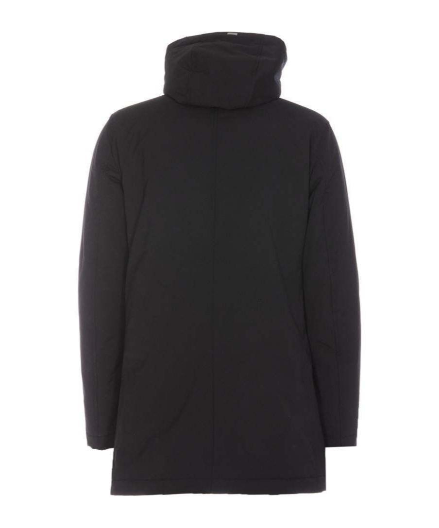 HERNO Zippered Hooded Parka Coat In Black Product Image