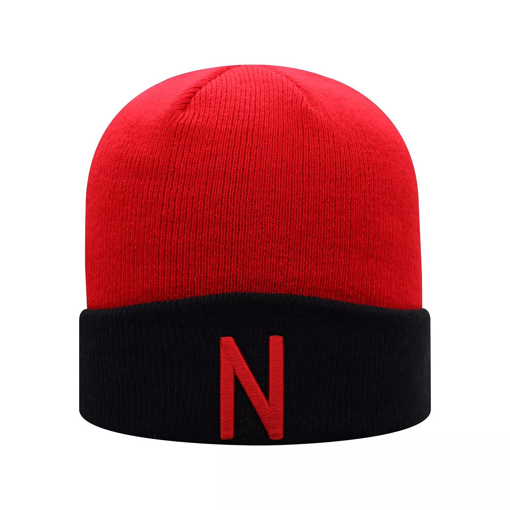 Men's Top of the World Scarlet/Black Nebraska Huskers Core 2-Tone Cuffed Knit Hat, Red Product Image