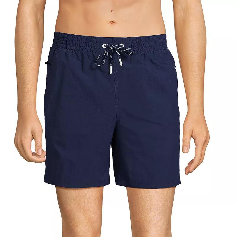 Mens Lands End 7-in. Volley Swim Trunks Lime Green Colorblock Product Image