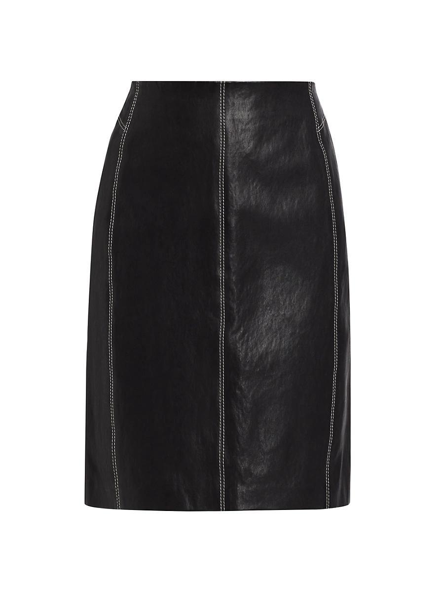 Womens Seam Detail Leather Skirt Product Image