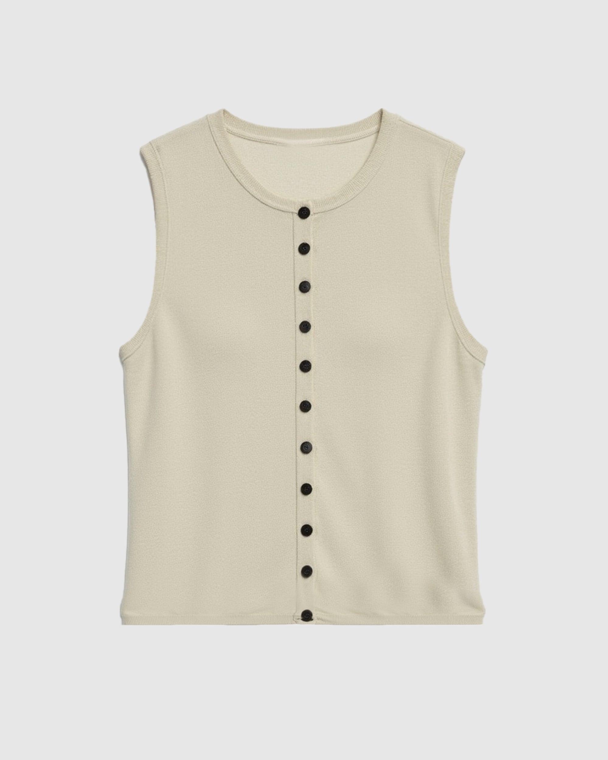 Elith Cotton-Linen Button Knit Vest Product Image