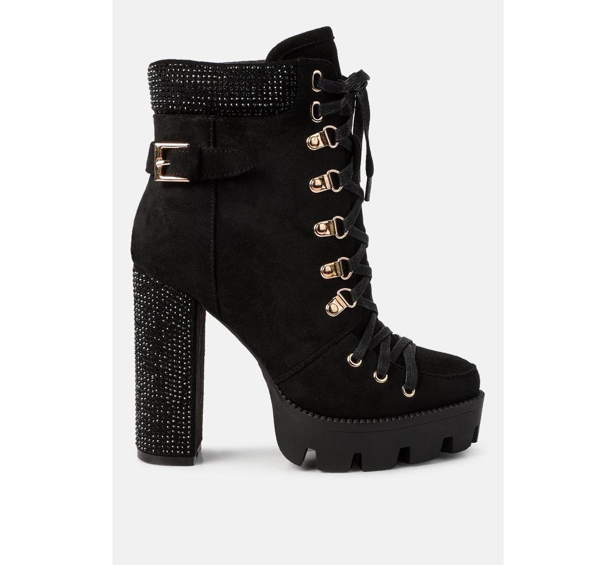 London Rag Birch Diamante Womens Platform Ankle Boots Product Image