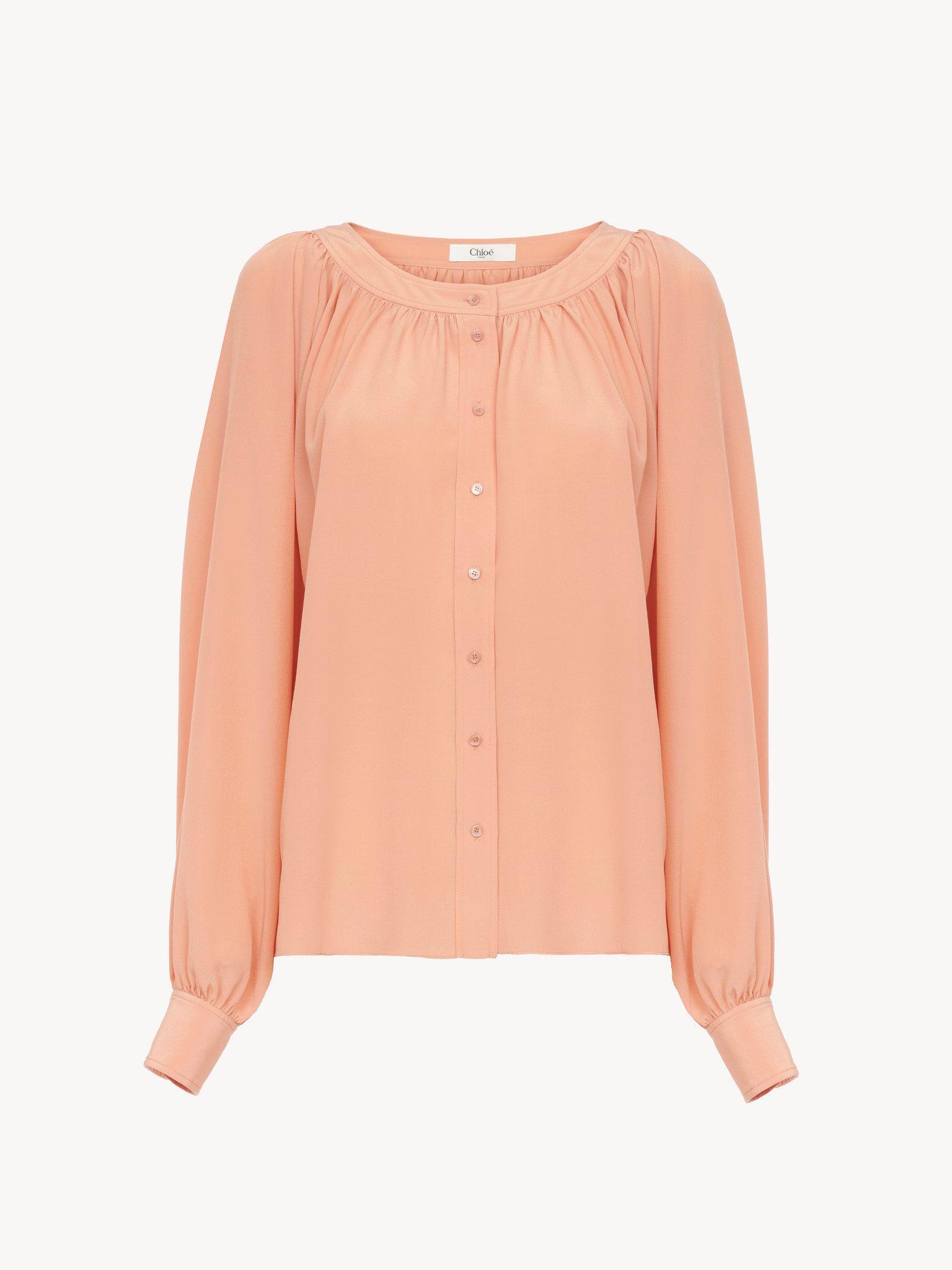 Scoop-neck blouse in crêpe de chine Product Image
