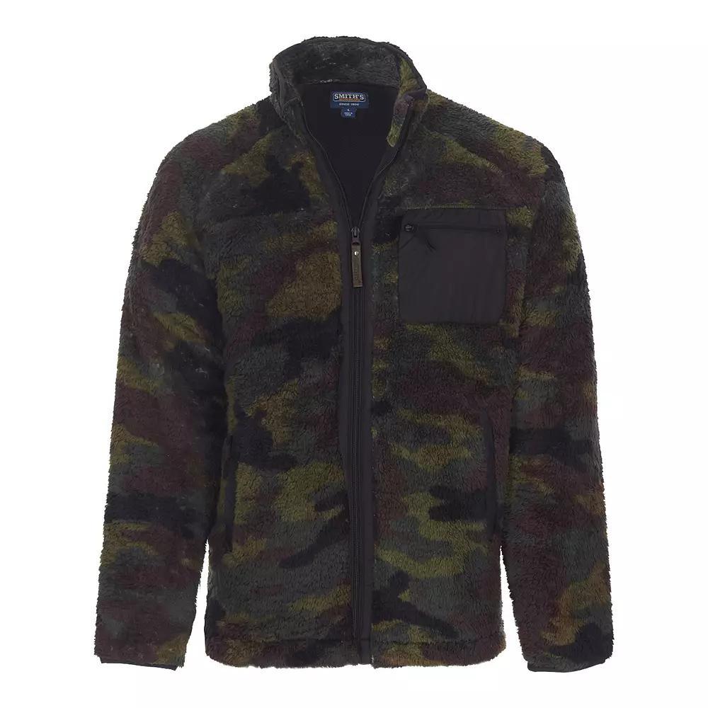 Men's Smith's Workwear Camo Butter-Sherpa Mesh-Lined Zip Jacket, Size: Medium, Green Camo Product Image