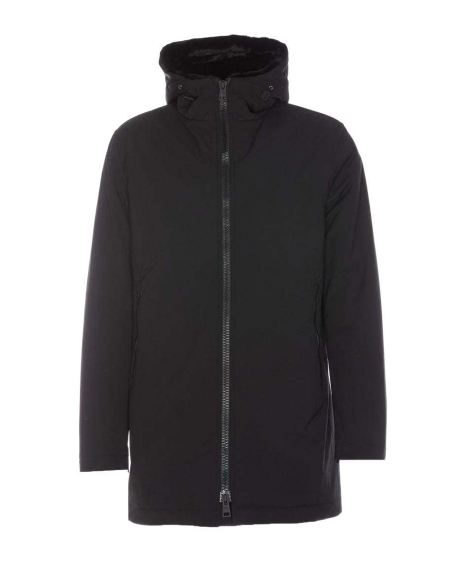 HERNO Zippered Hooded Parka Coat In Black Product Image