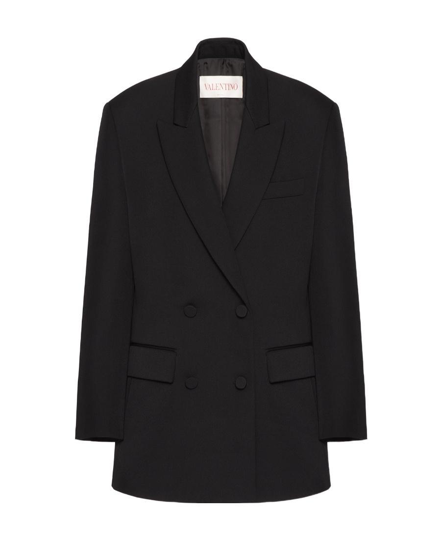 VALENTINO Virgin-wool Double-breasted Blazer In Black Product Image