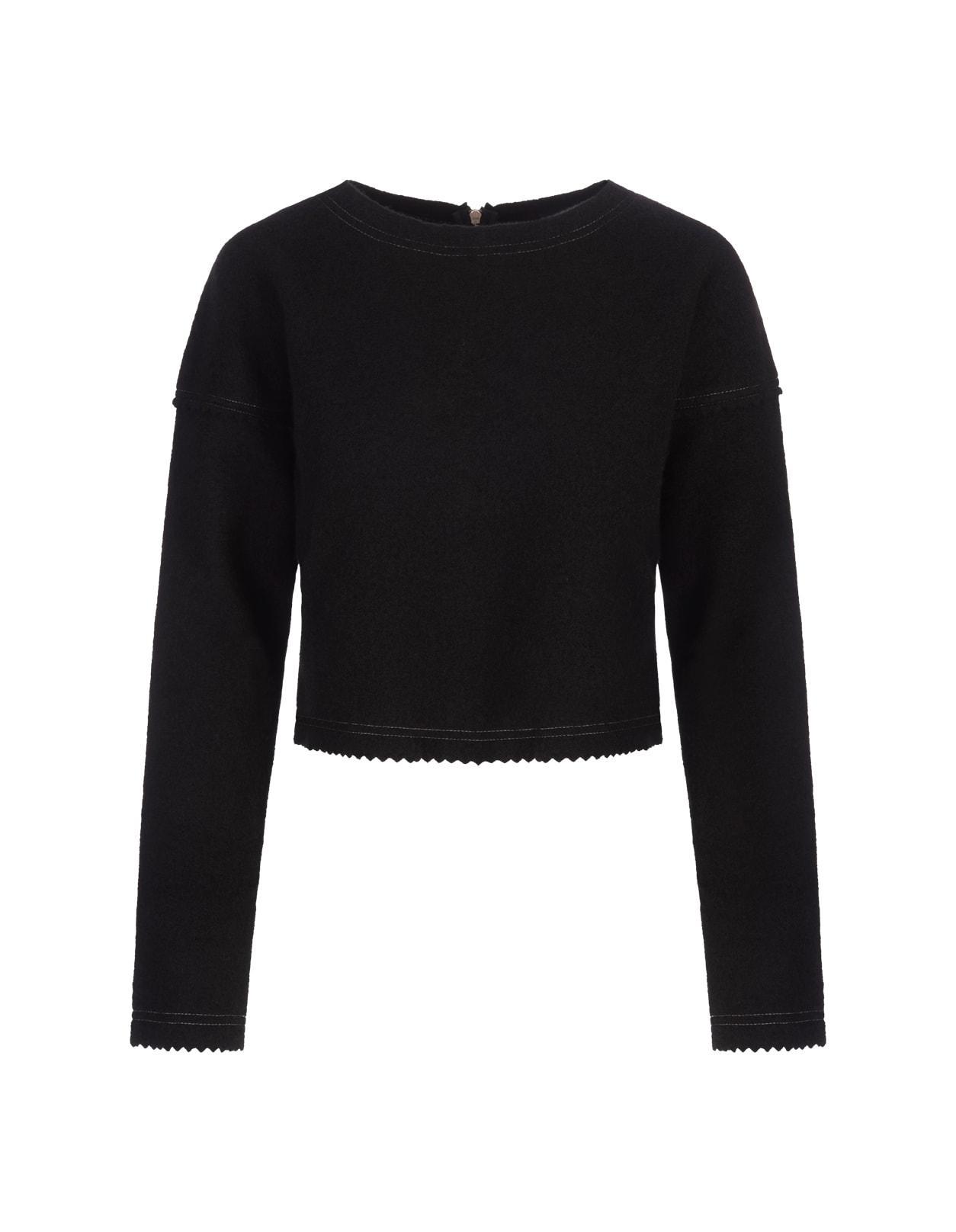 MAX MARA Zip Detailed Crewneck Jumper In Black Product Image