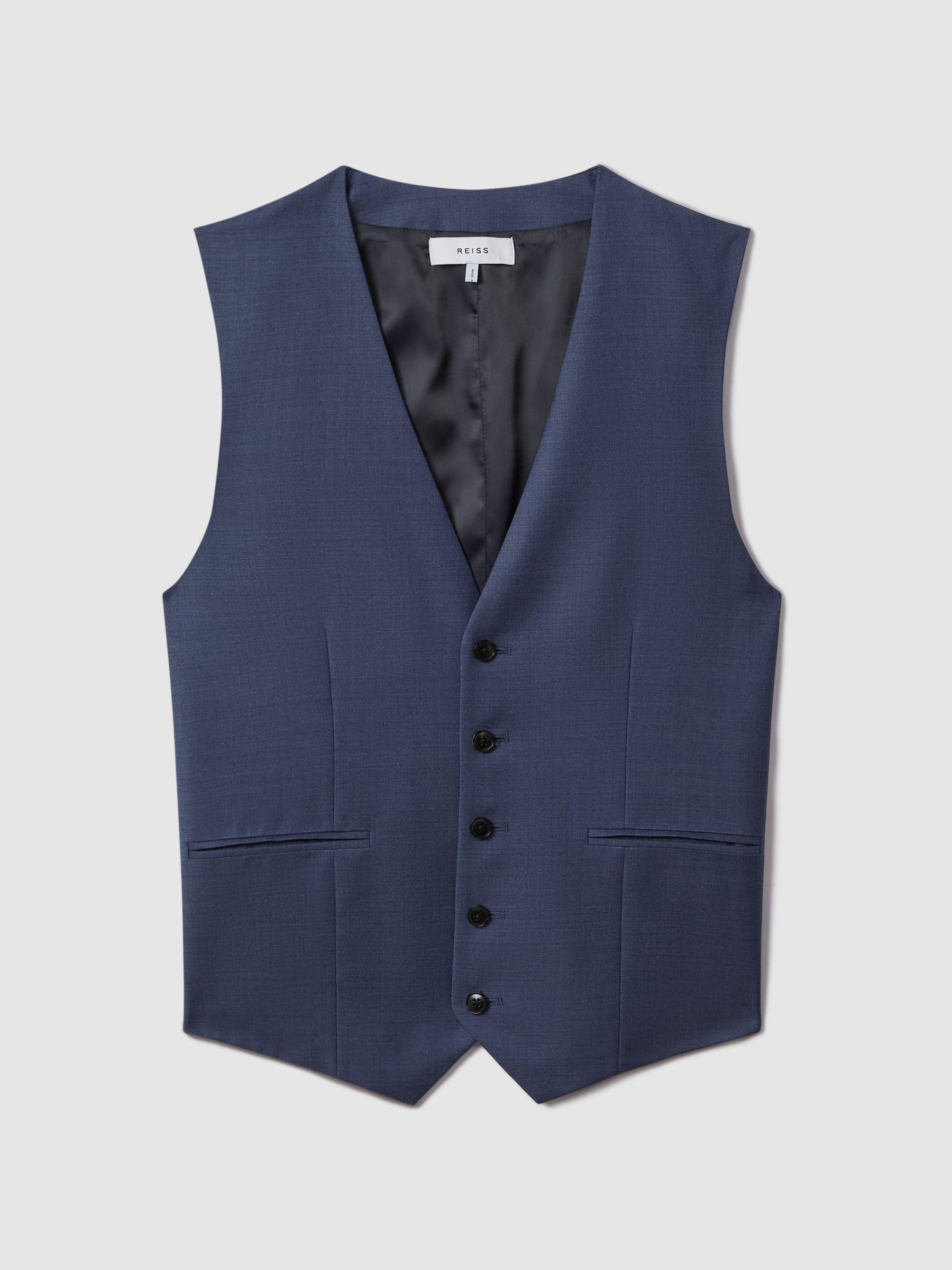 Slim Fit Wool Waistcoat in Bright Blue Product Image