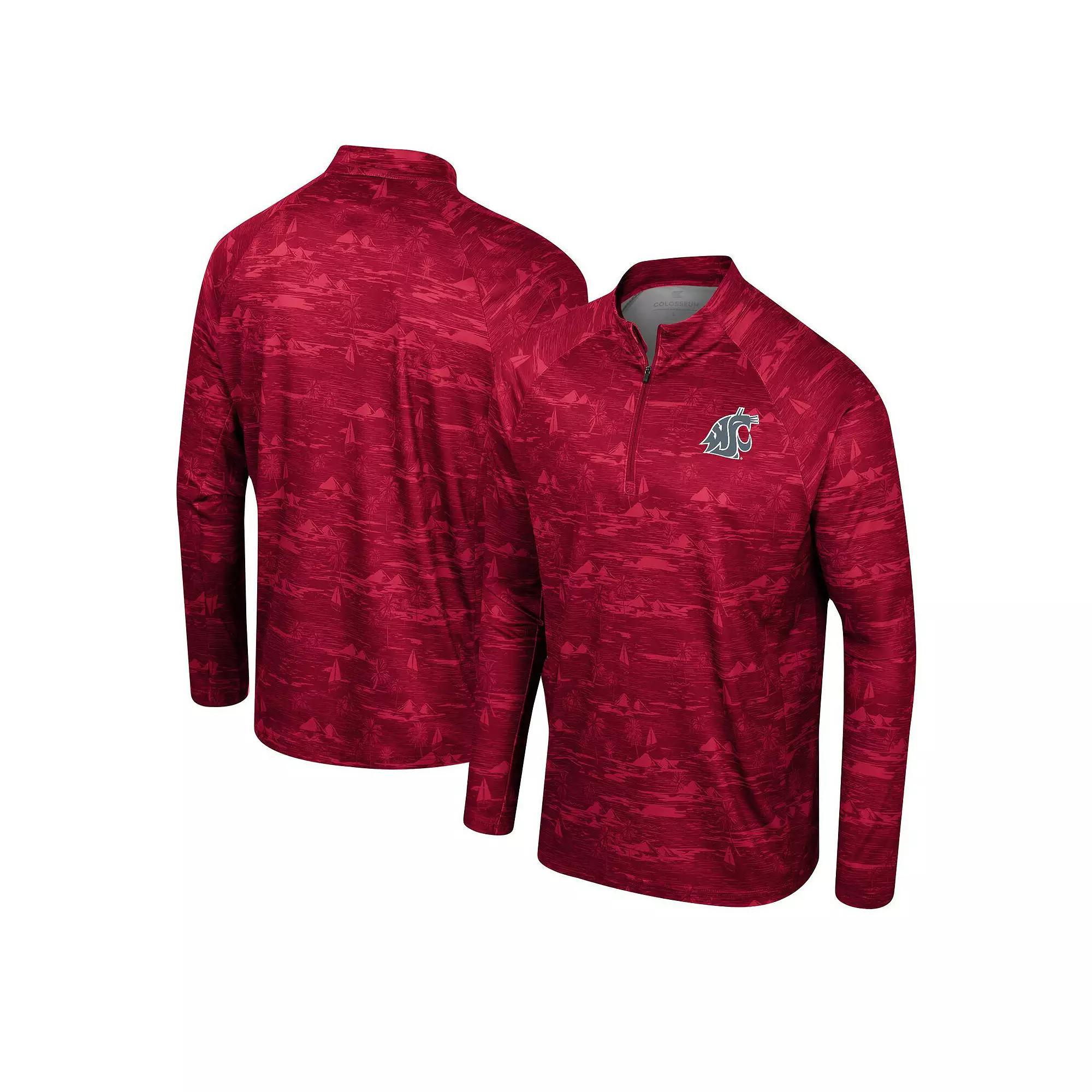 Men's Colosseum Crimson Washington State Cougars Carson Raglan Quarter-Zip Jacket, Size: XL, Wsc Red Product Image