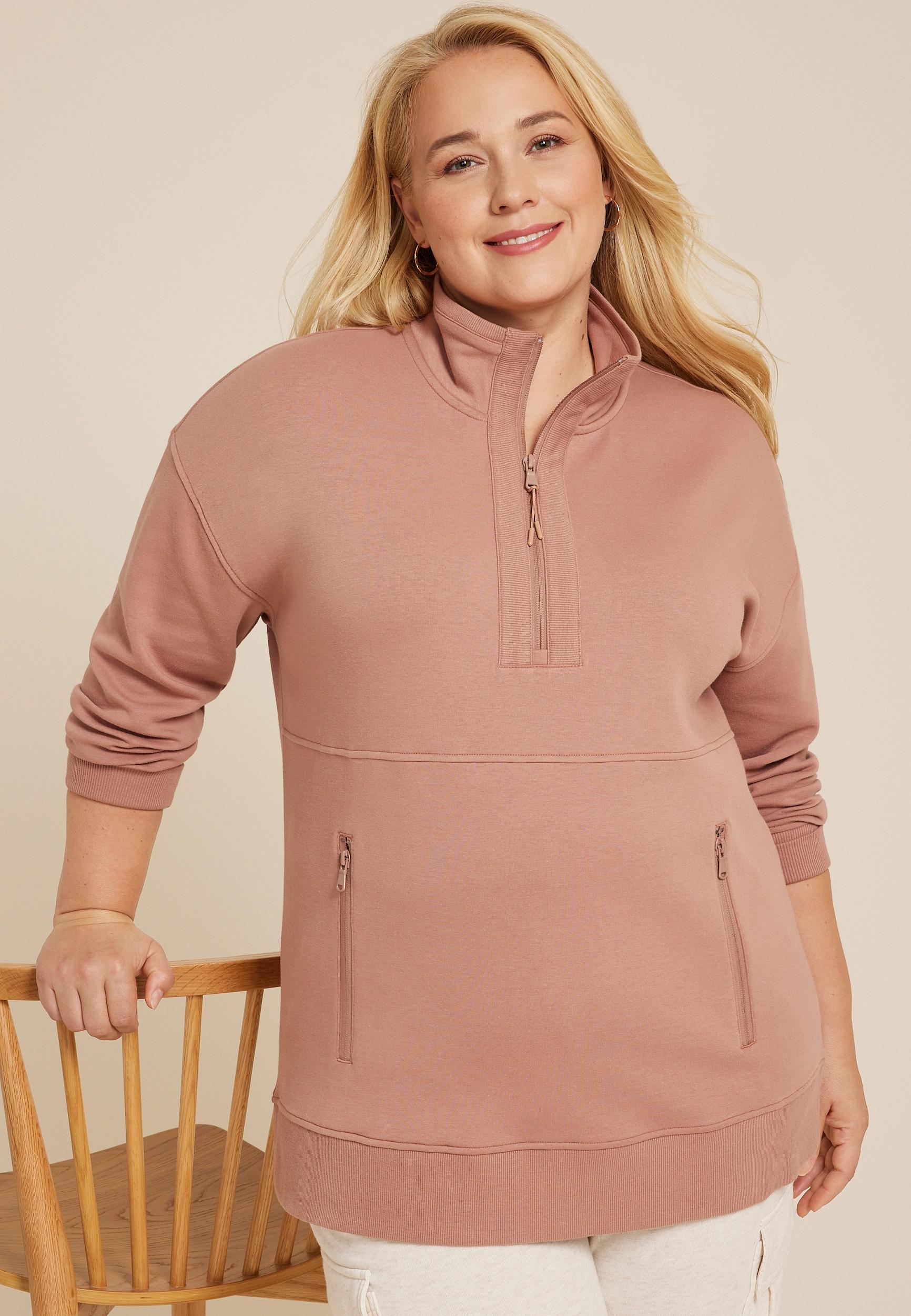 Maurices Plus Size Womens Athleisure Half Zip Pullover Sweatshirt Size 3X Product Image