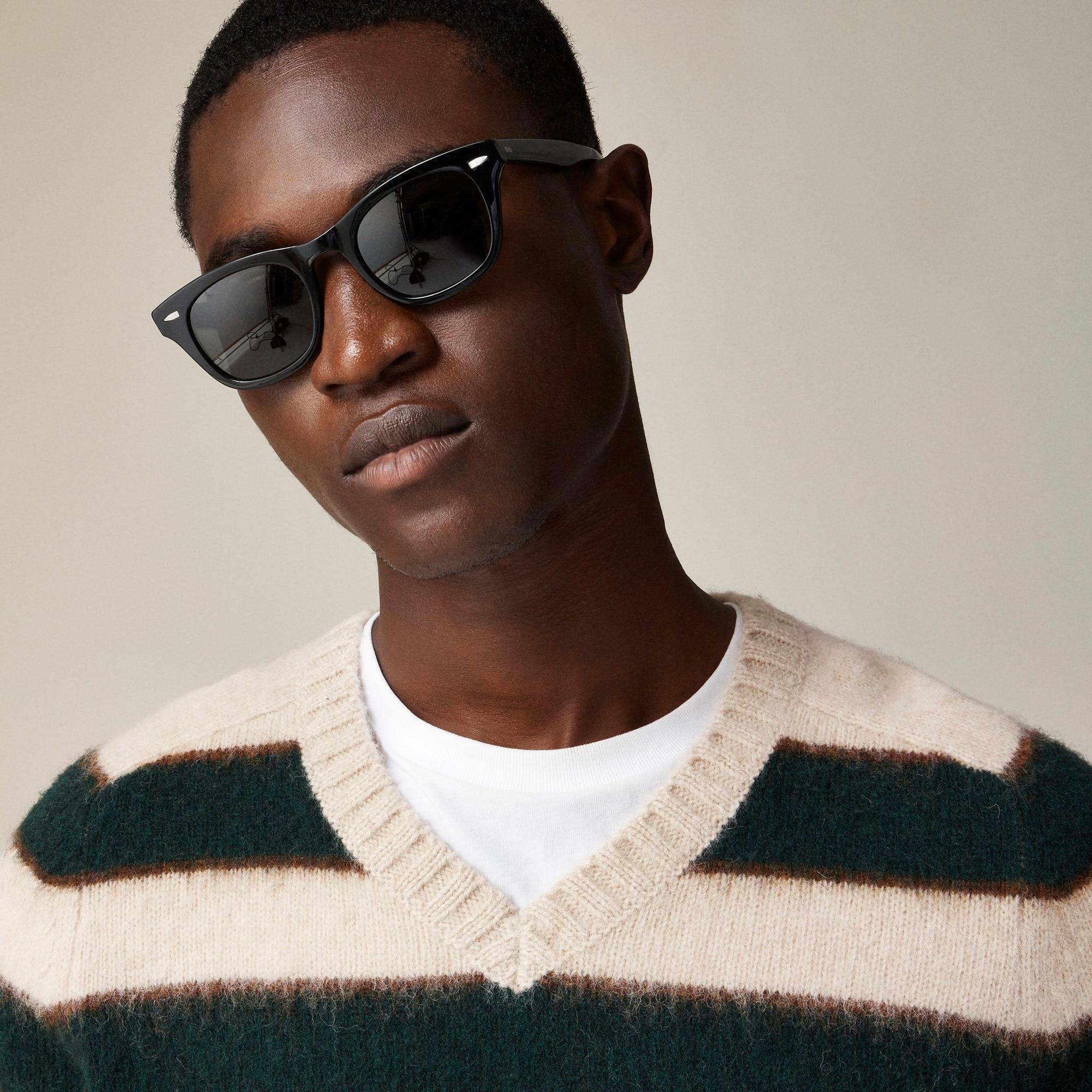 Brushed wool V-neck sweater in stripe Product Image