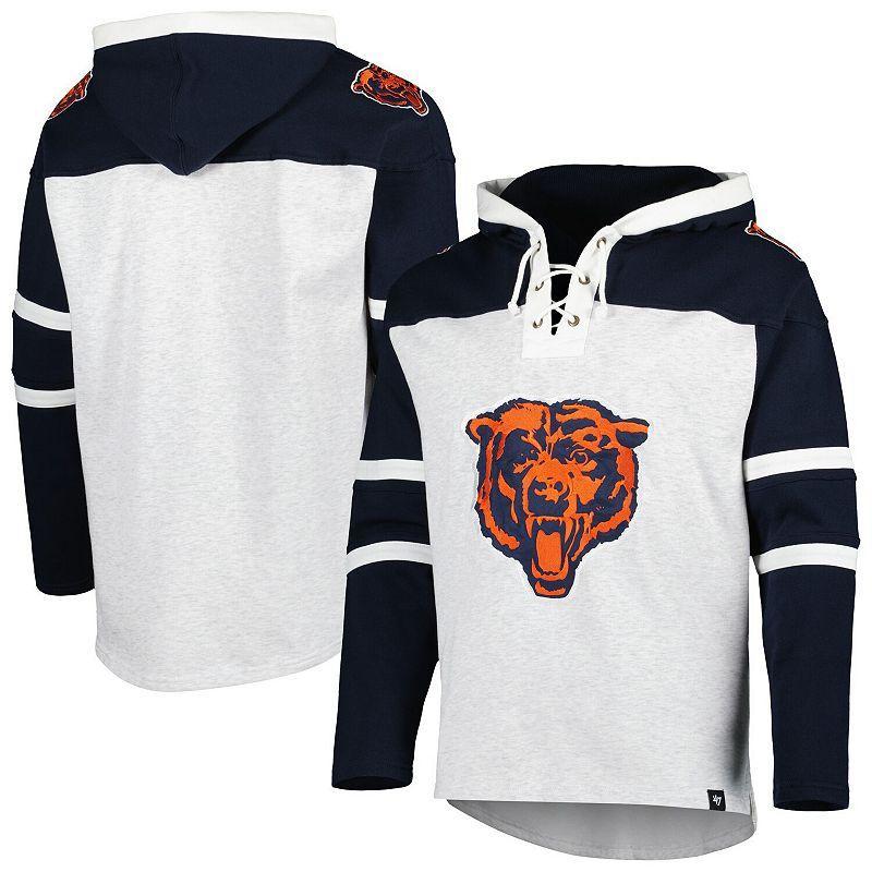 Mens 47 Chicago Bears Heather Gray Logo Gridiron Lace-Up Pullover Hoodie Product Image