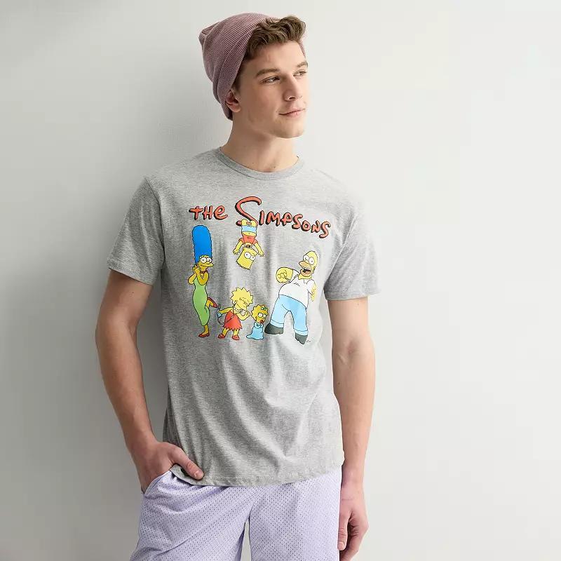 Mens The Simpsons Logo Graphic Tee Grey Gray Product Image