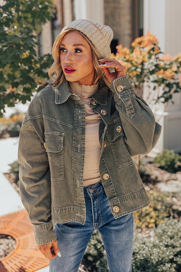 Fact Or Fiction Denim Jacket In Olive Product Image