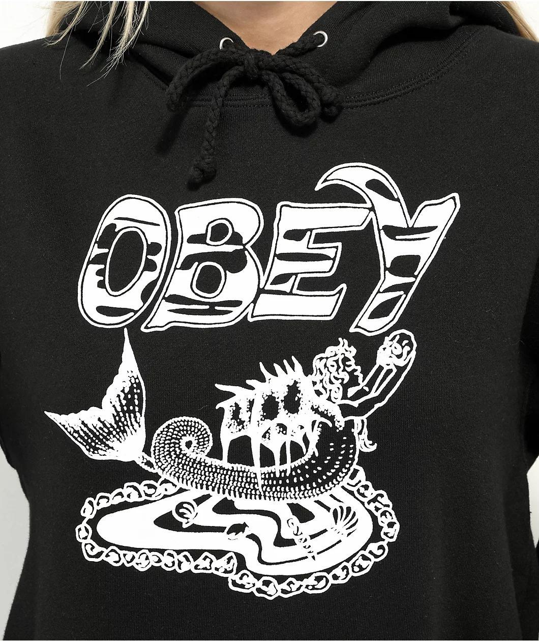 Obey Mermaid Thorns Black Hoodie Product Image