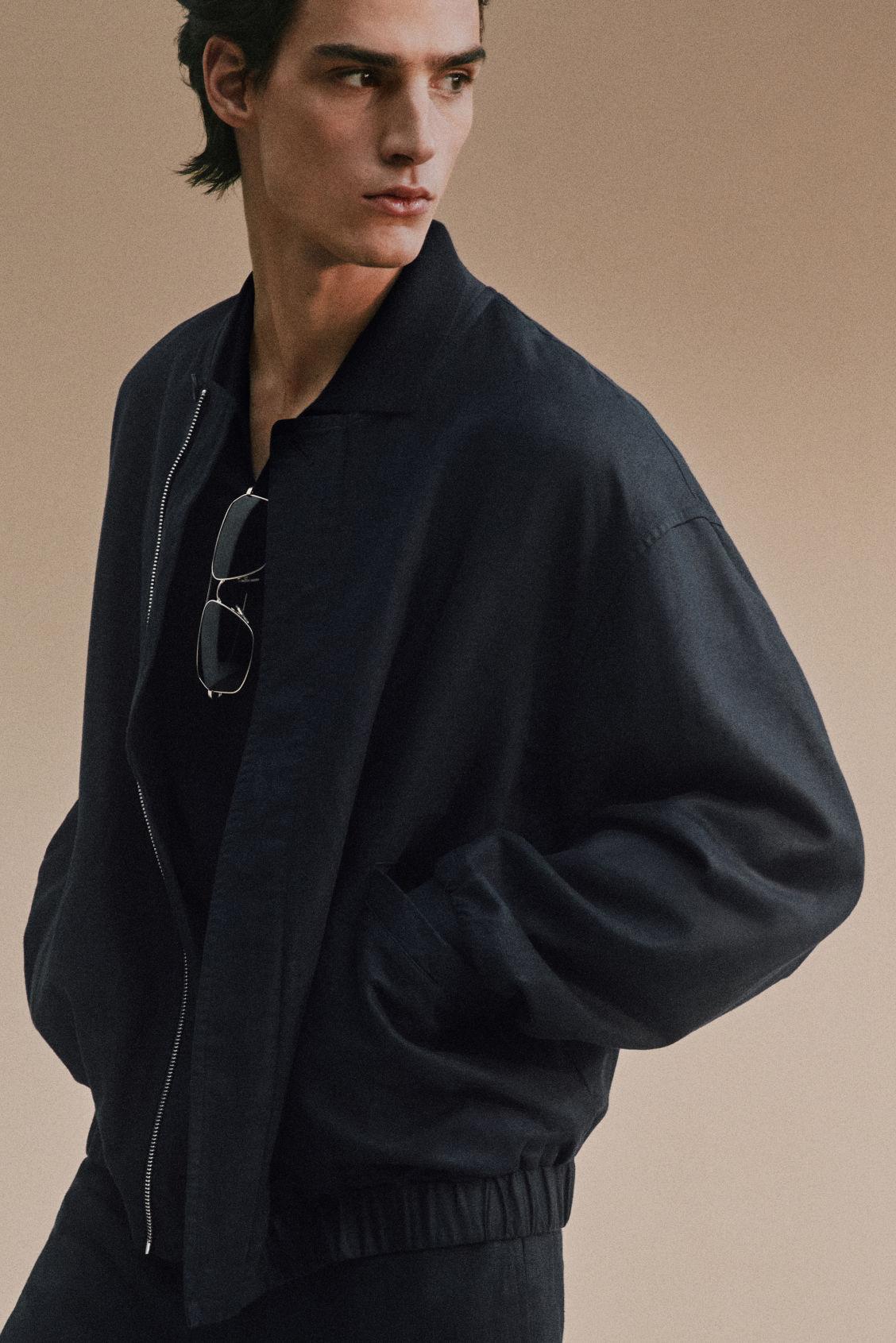 LINEN BOMBER JACKET Product Image