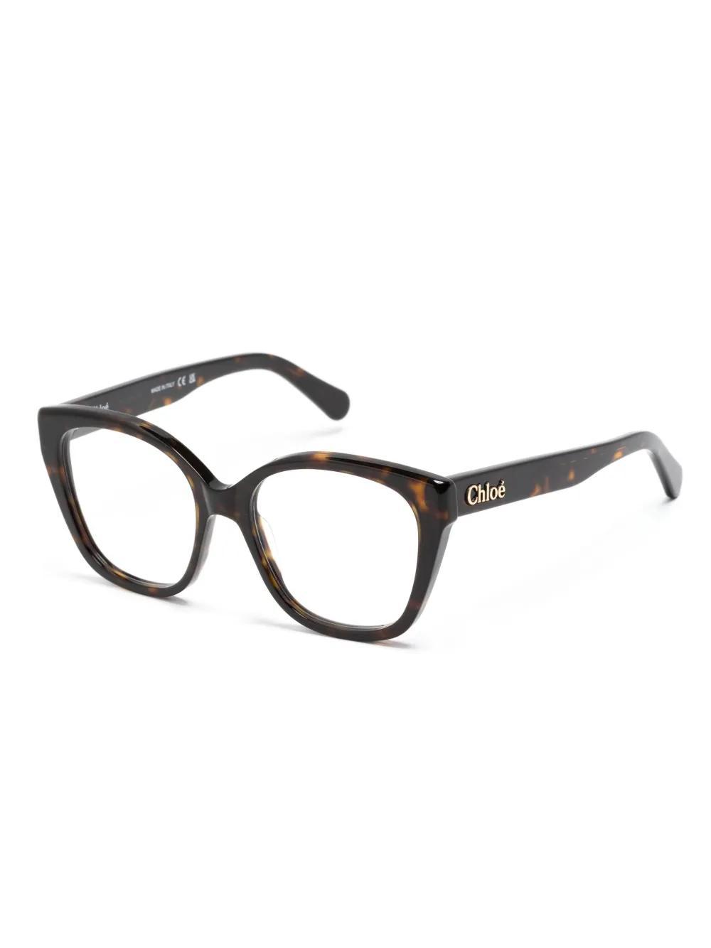 CHLOÉ Tortoiseshell Square-frame Glasses In Braun Product Image