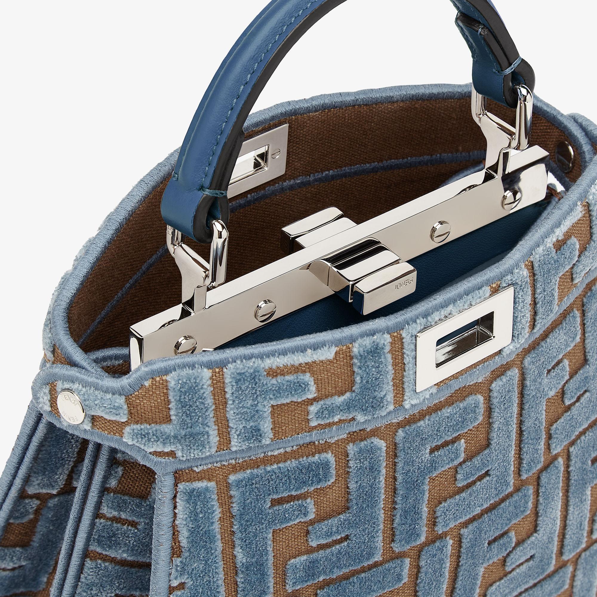 Peekaboo ISeeU PetiteLight blue FF jacquard velvet bag Product Image