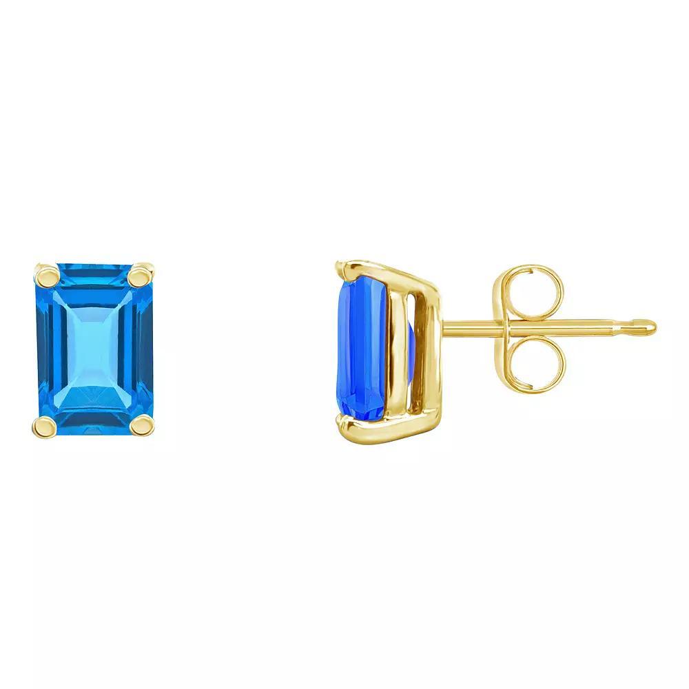 Celebration Gems 14k Gold Emerald Cut Swiss Blue Topaz Stud Earrings, Women's, 14k Whgold Product Image