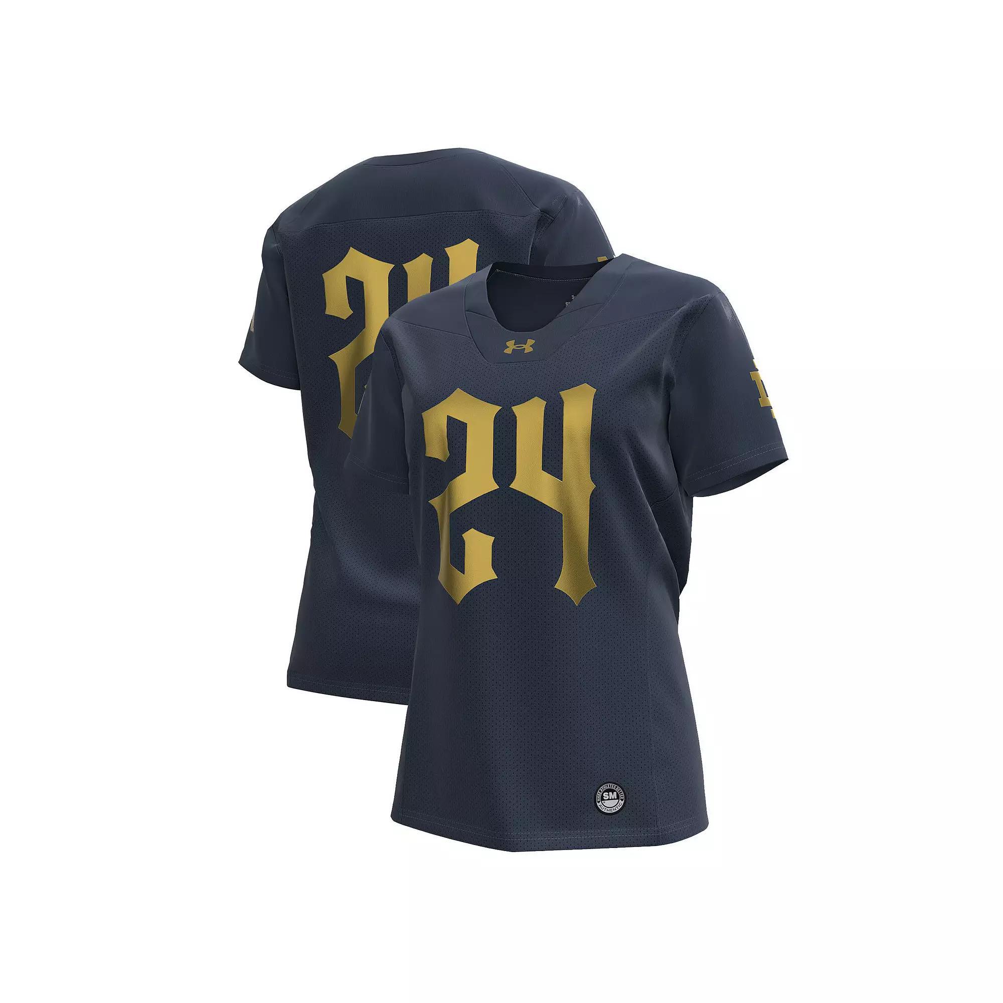 Women's Under Armour Navy Notre Dame Fighting Irish 2024 Shamrock Series Replica Jersey,  Product Image
