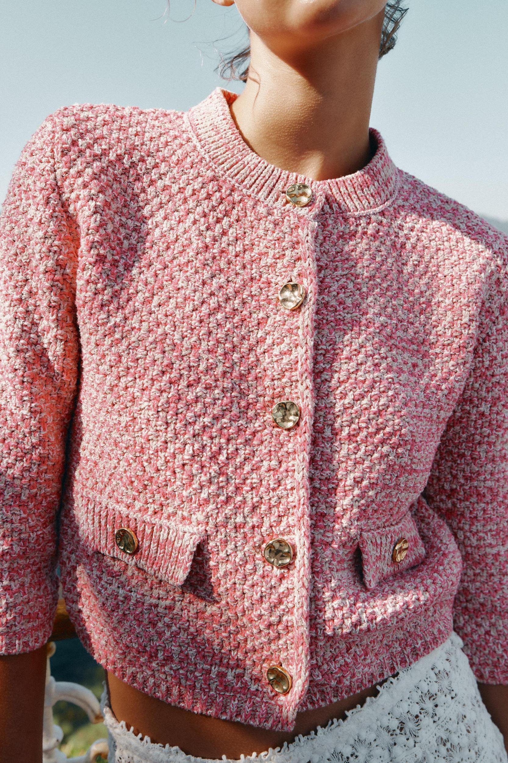 KNIT CARDIGAN WITH ELBOW-LENGTH SLEEVES Product Image