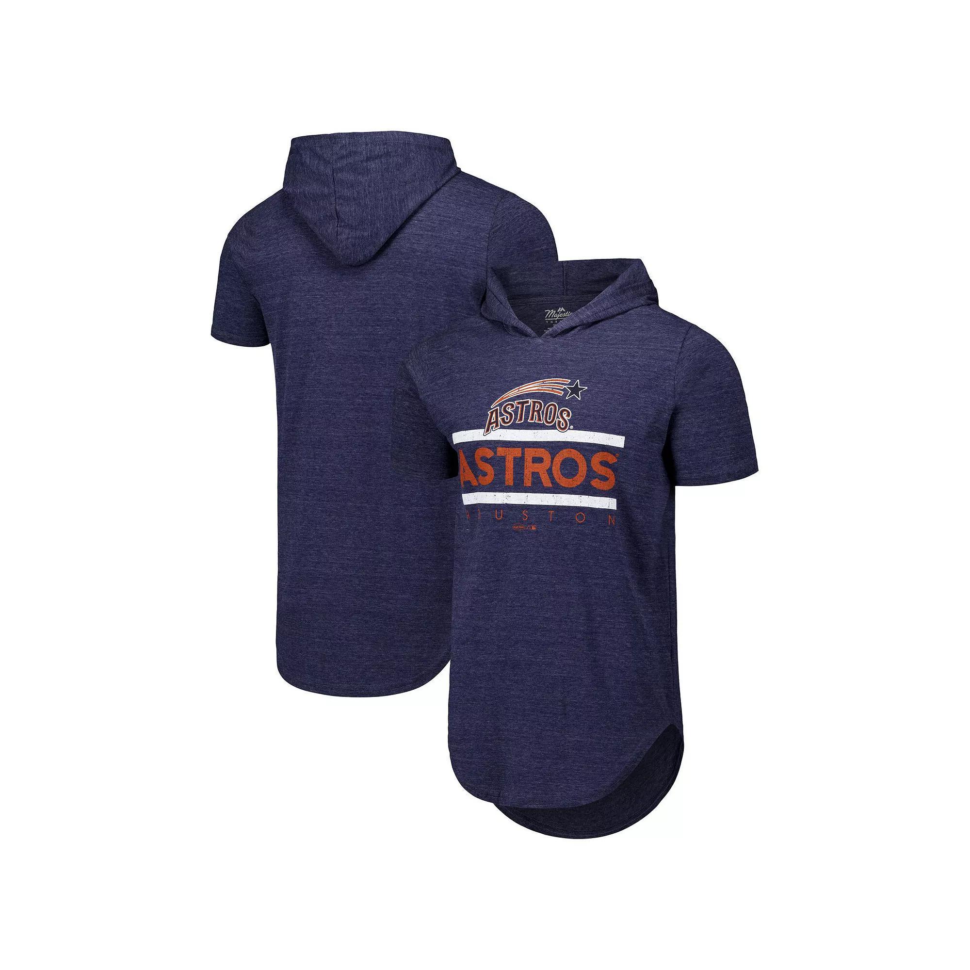 Men's Majestic Threads Navy Houston Astros Tri-Blend Hoodie T-Shirt,  Product Image