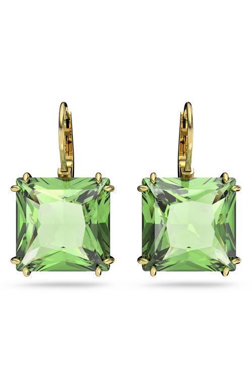 Swarovski Millenia Green Square Crystal Drop Earrings in Gold Tone Product Image