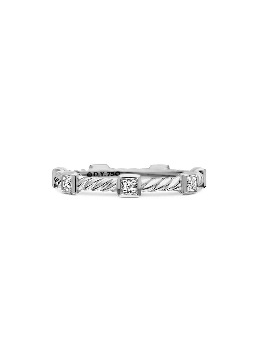 Womens Cable Collectibles 18K White Gold Diamond Stack Band Ring Product Image