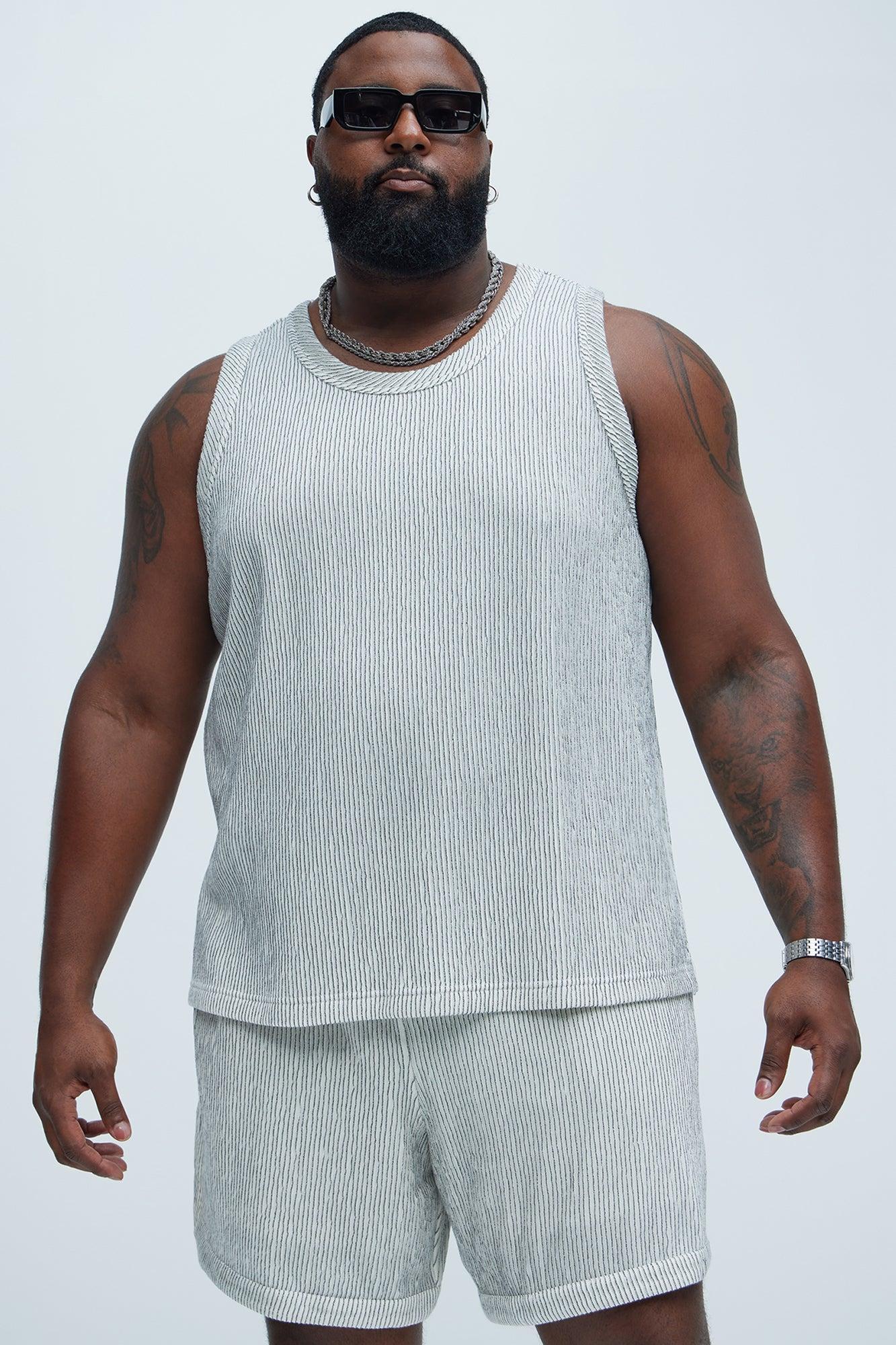 Neil Textured Tank - White/Black Product Image