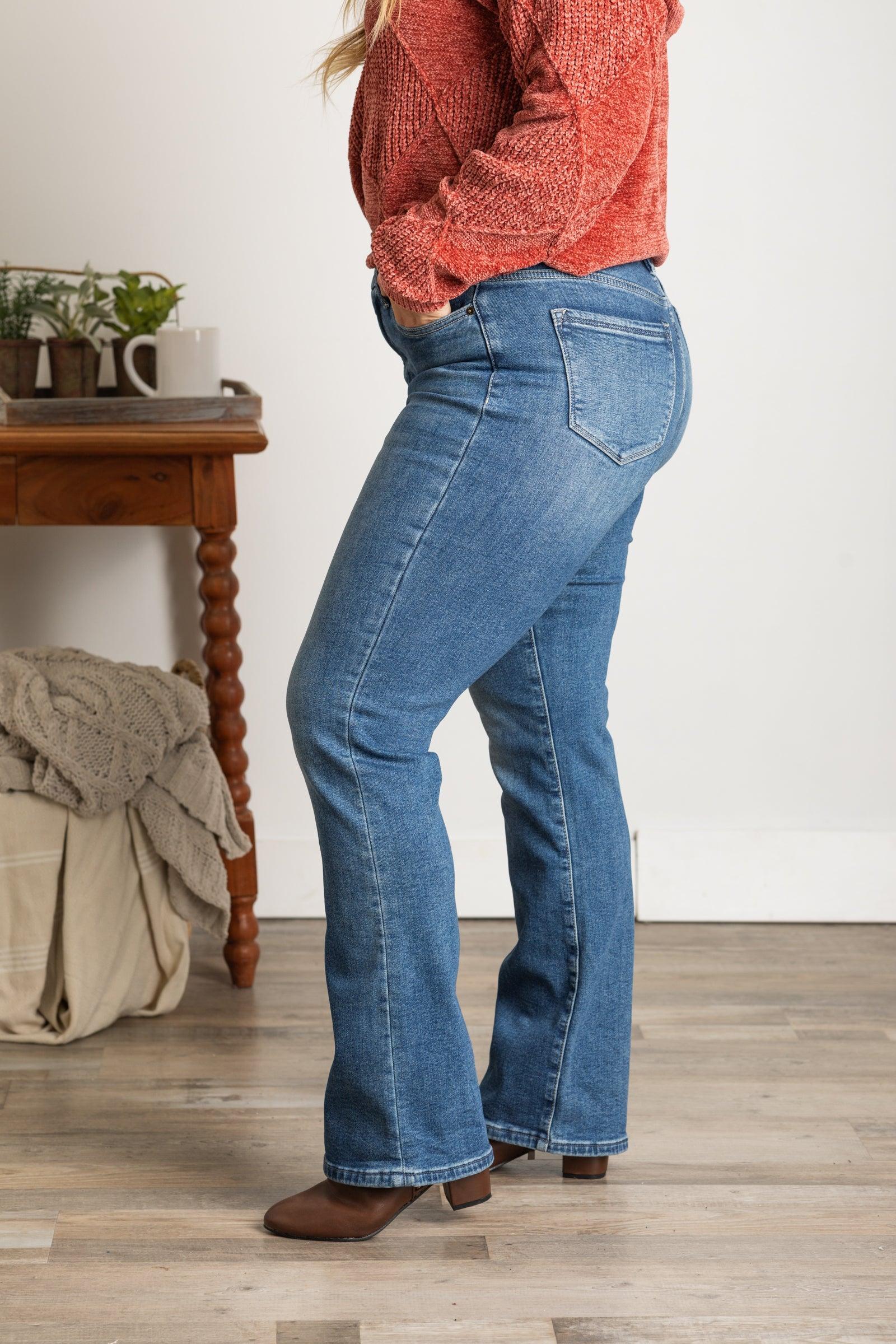 Mica Medium Wash Fleece Bootcut Jeans Product Image