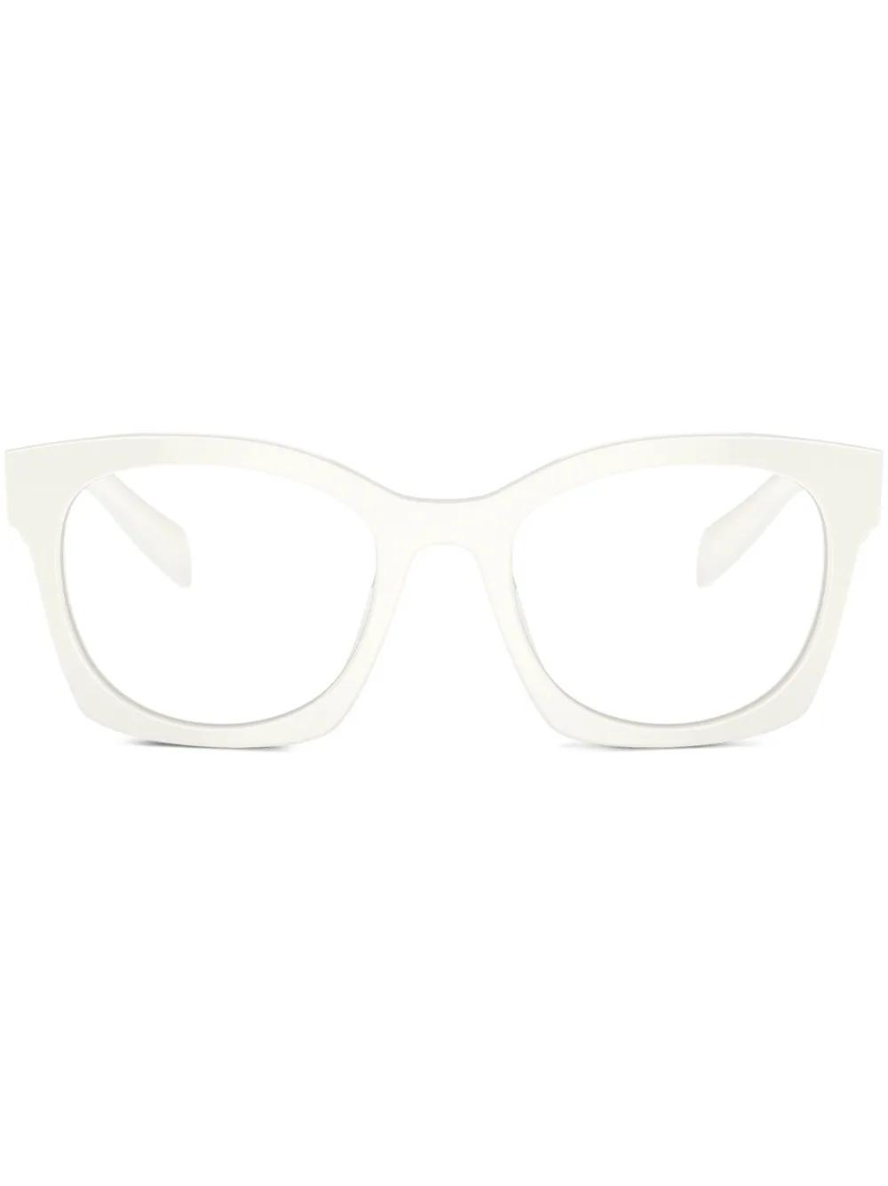 PRADA Eckige Sonnenbrille Mit Logo In White Ivory Product Image