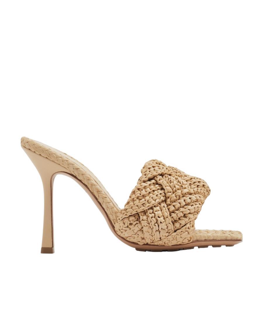 BOTTEGA VENETA 110mm Lido Raffia Woven Mules In Nude Product Image