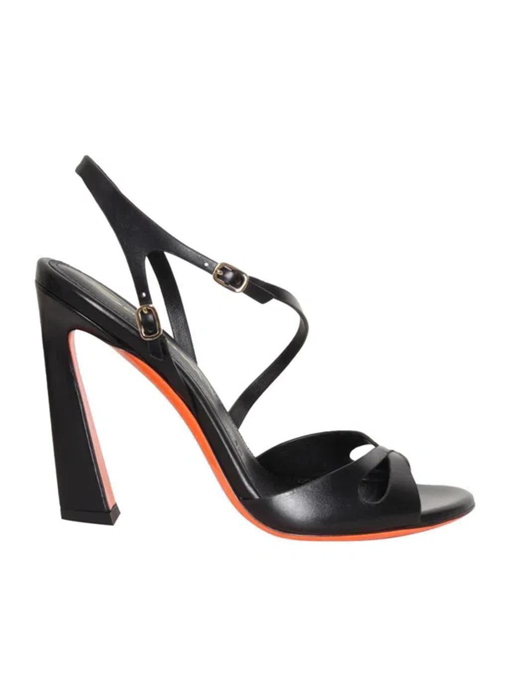 SANTONI New Haleth Angular Block-heel Sandals In Black Product Image