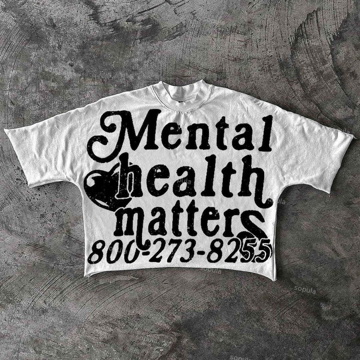 Mental Health Matters Graphics Cotton Cropped T-Shirts Product Image