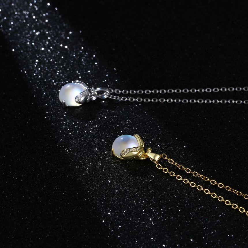 Moonstone Pendant Stainless Steel Necklace Product Image