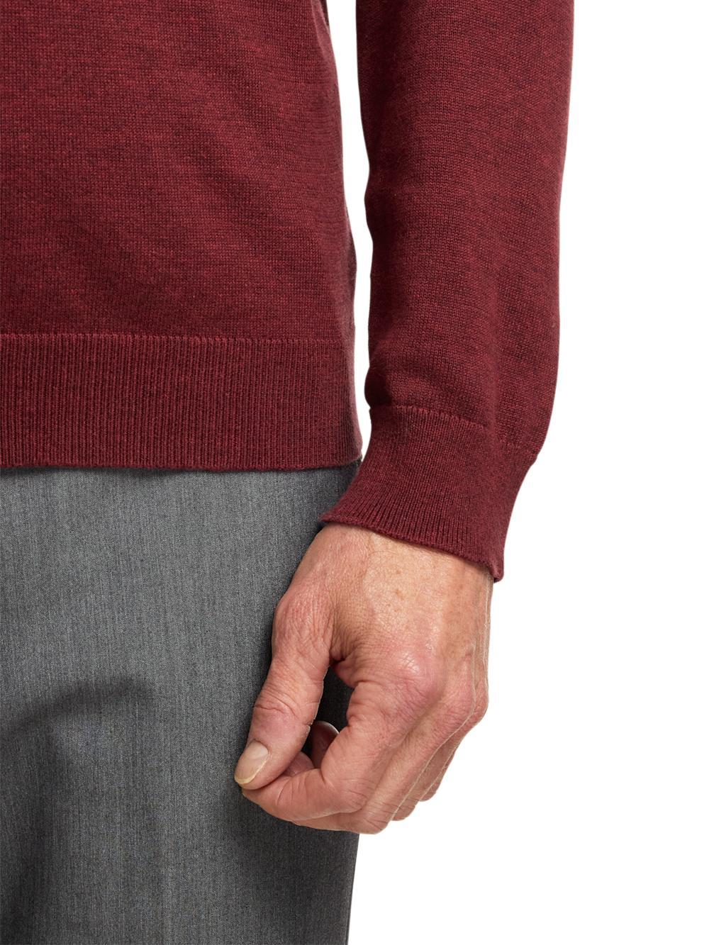 Supima Cotton Four Button Mock Neck Sweater - Burgundy Product Image