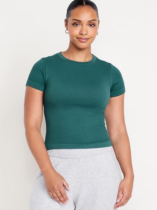 Fitted Seamless Ribbed T-Shirt Product Image