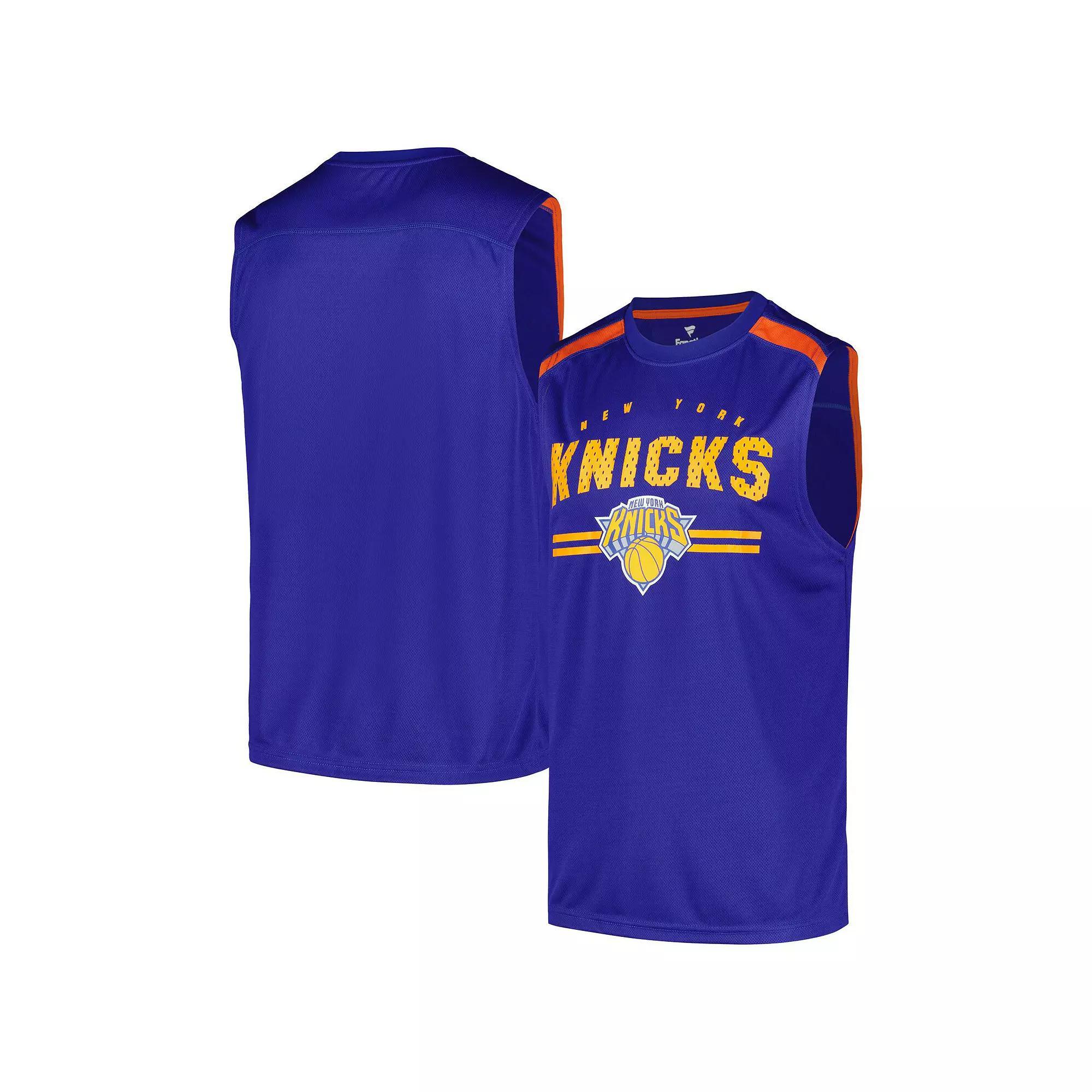 Men's Fanatics Blue New York Knicks Birdseye Muscle Tank Top, Size: Small Product Image