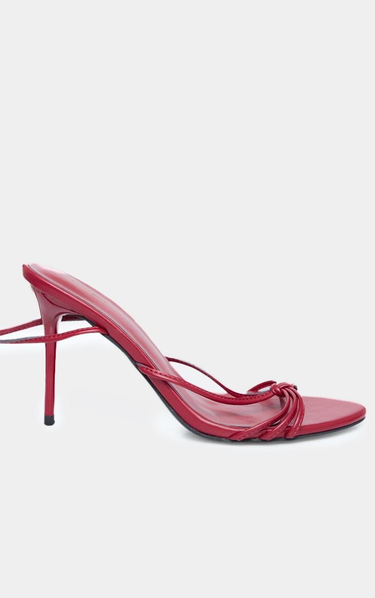 Burgundy PU Round Toe Knot Strap Heel Sandals Product Image