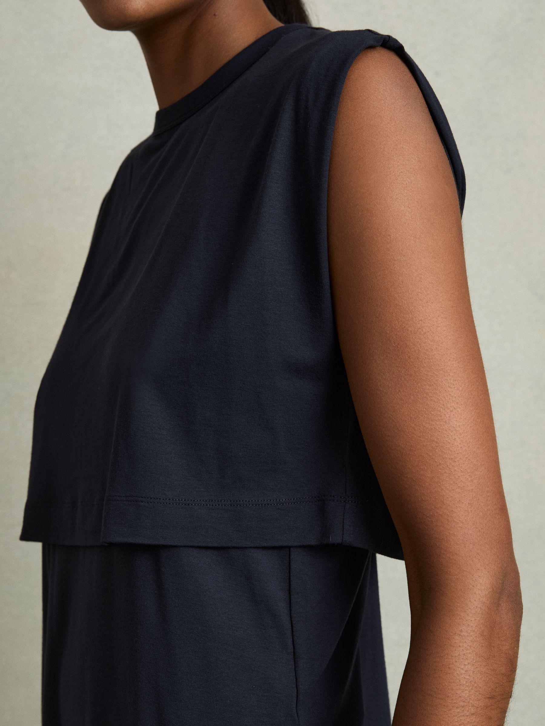 Double-Layer Sleeveless Top in Navy Product Image